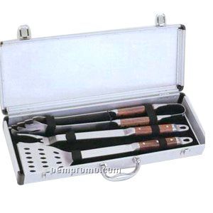3-piece Bbq Set With Tongs/ Fork & Spatula