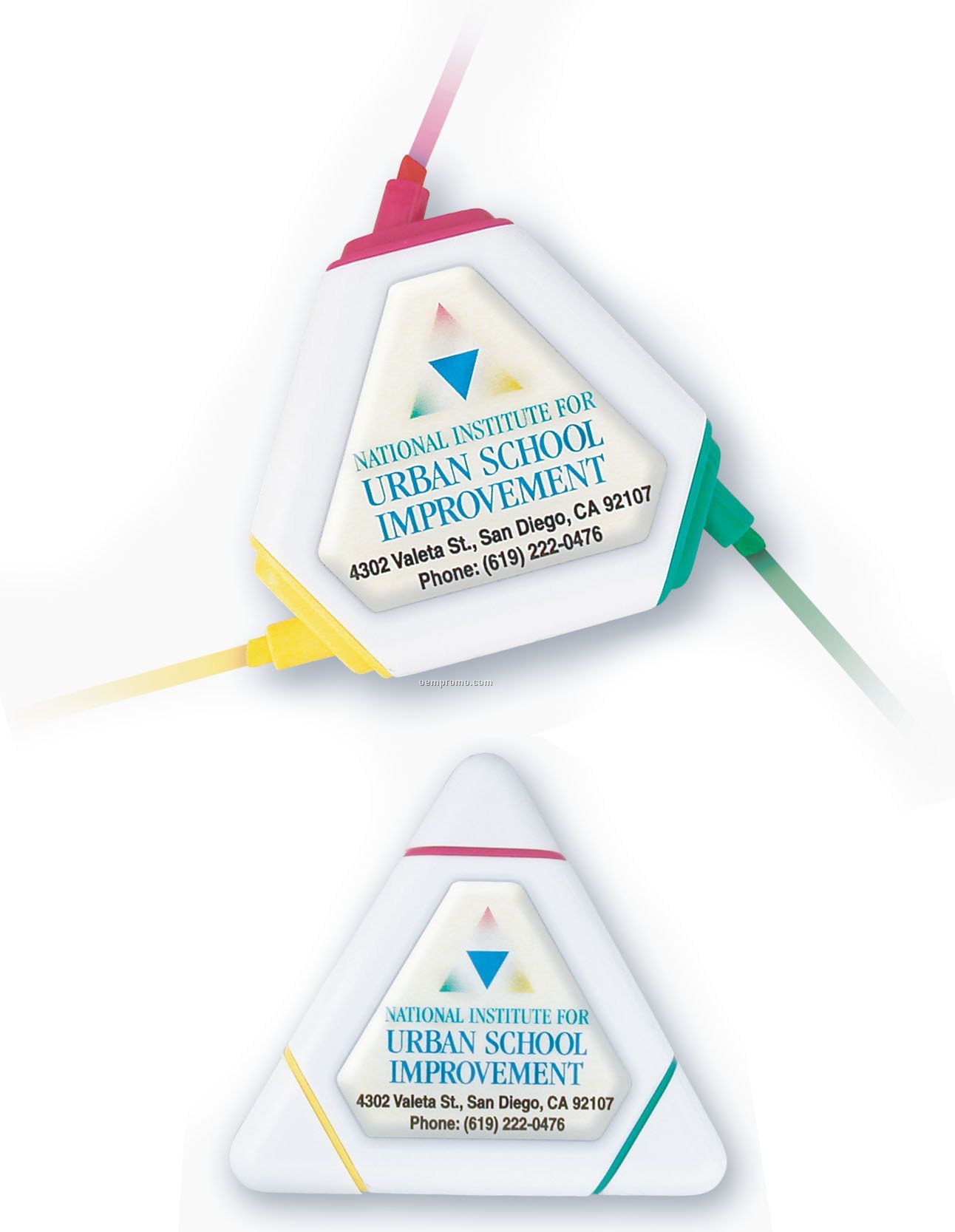Tri Color Triangle Highlighter W/ Epoxy Dome Imprint