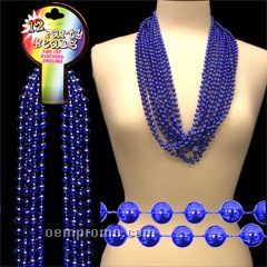 33" Metallic Blue Round Beads Necklace