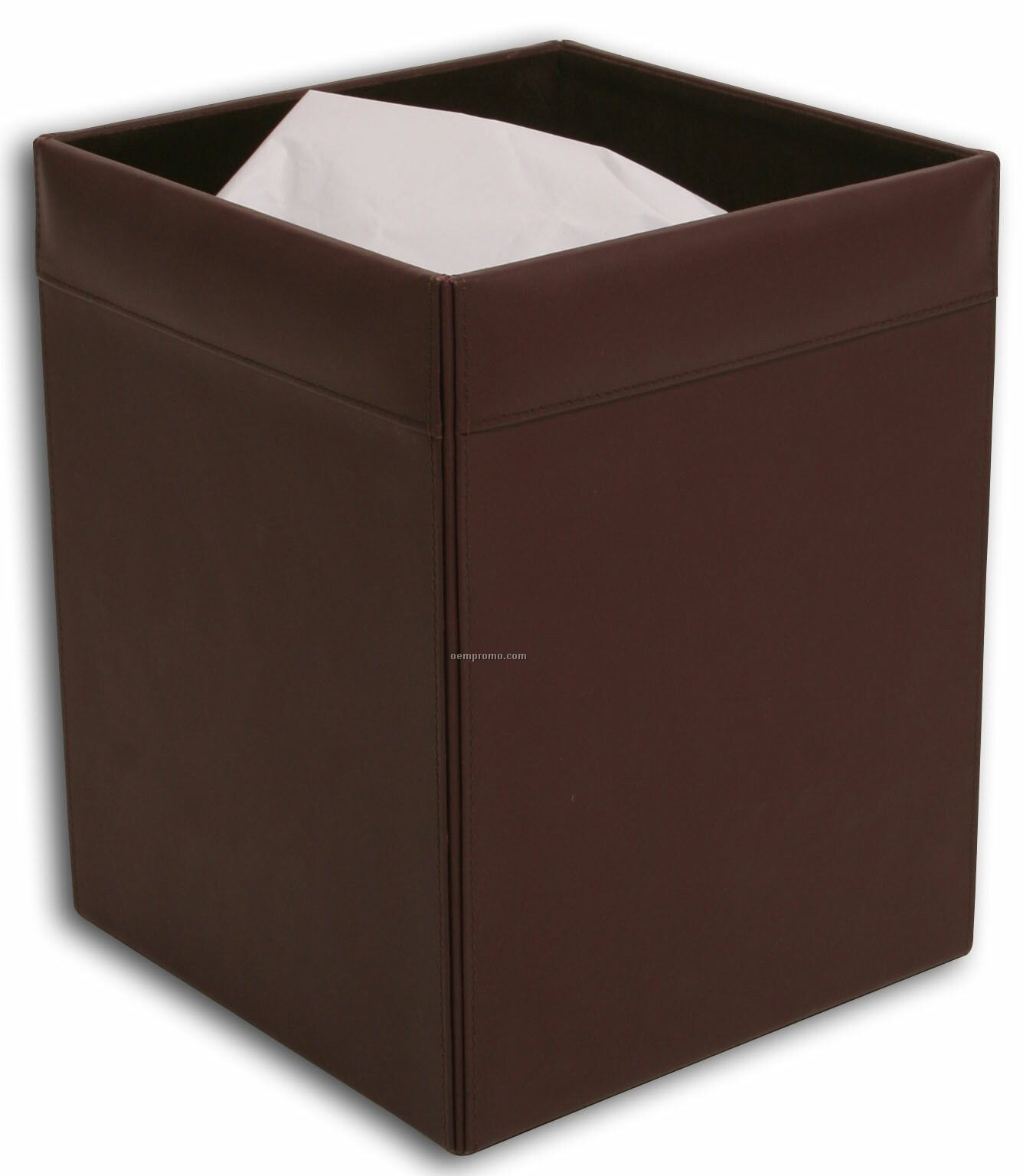 Chocolate Brown Classic Leather Square Waste Basket