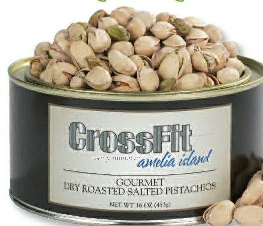Salted In-the-shell Pistachios In Tin W/ Custom Label 8 Oz.