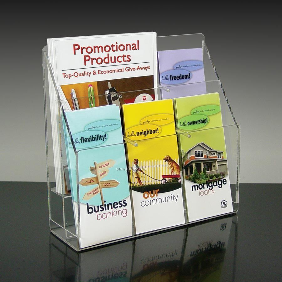 6-pocket Brochure Holder W/Adjustable Pockets