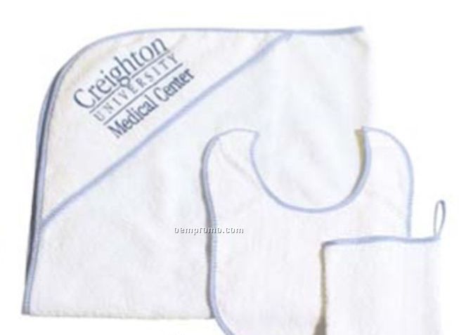 Hooded Baby Towel, Bib & Wash Mitten Set (Imprinted)