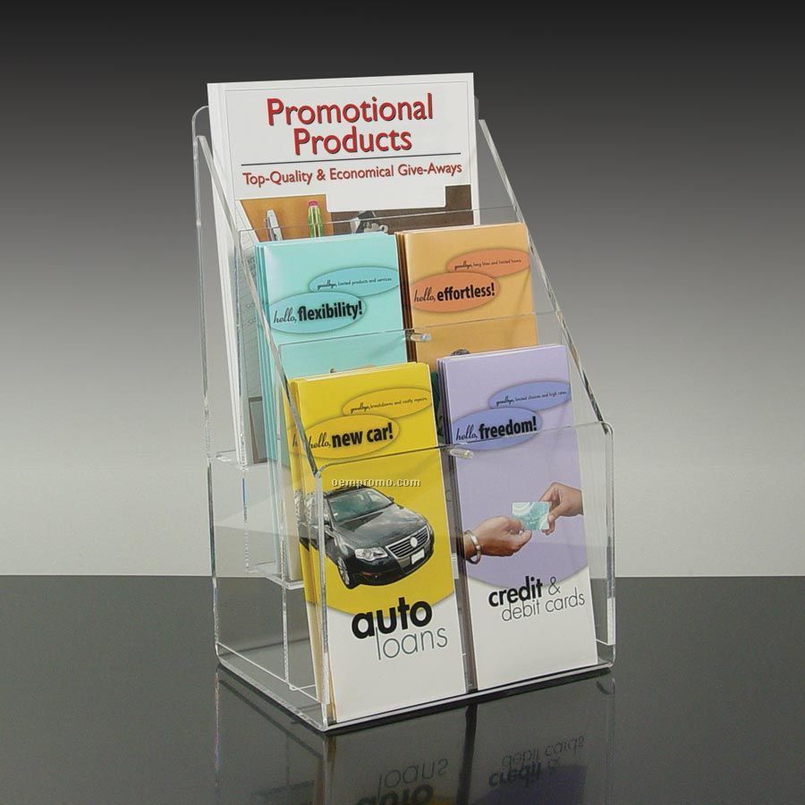 6-pocket Brochure Holder W/Adjustable Pockets