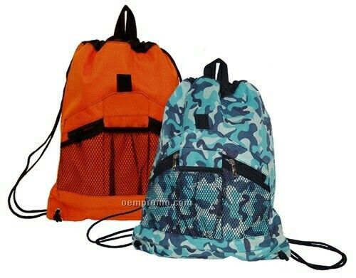 600d Solid Drawstring Backpack (11-1/2