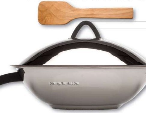 3 Piece Party Wok Set With Cover And Spatula