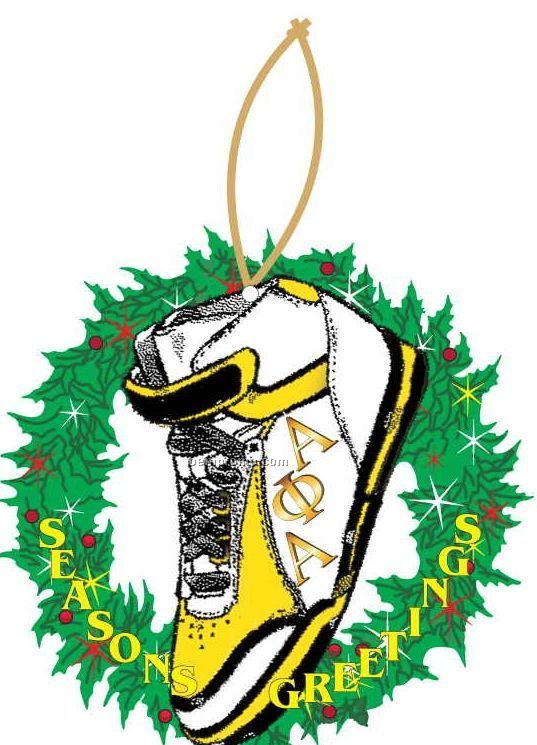 Alpha Phi Alpha Fraternity Shoe Wreath Ornament W/ Mirror Back (8 Sq. Inch)