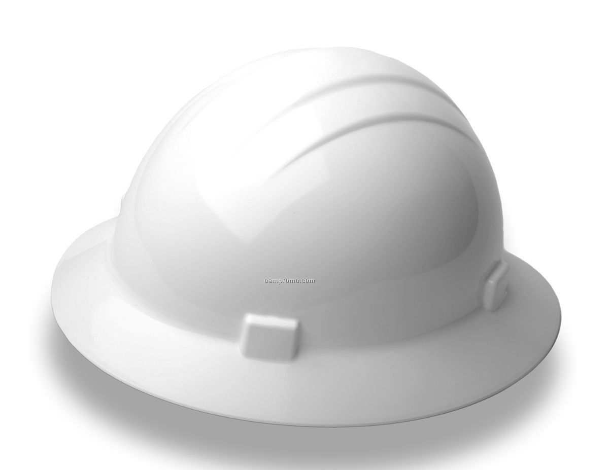 Americana Full Brim Hard Hat W/ Mega Ratchet Suspensions - White