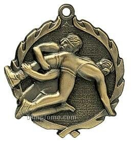 Medal, "Wrestling" Wreath - 2-1/2" Dia.