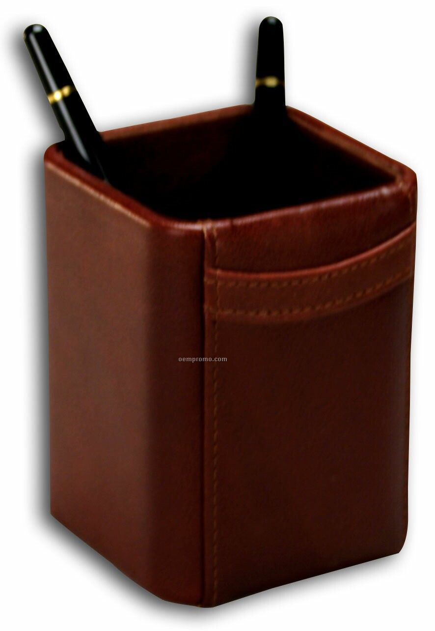 Mocha Brown Classic Leather Pencil Cup