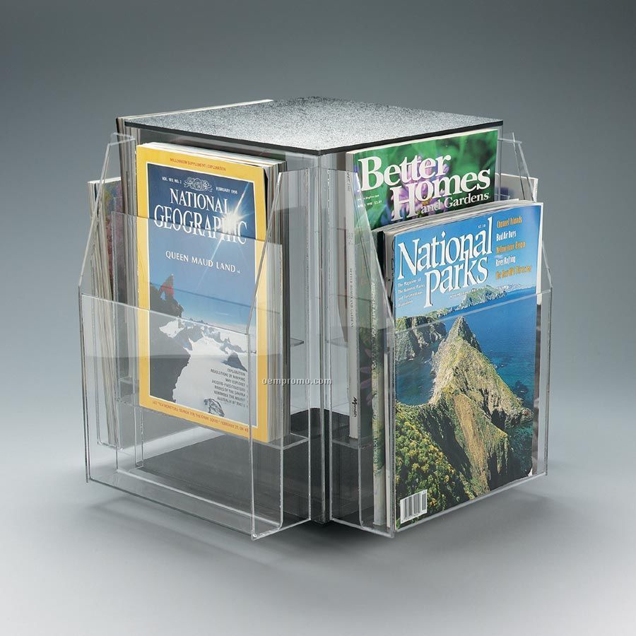 8-pocket, 4-sided Rotating Magazine Holder - Countertop