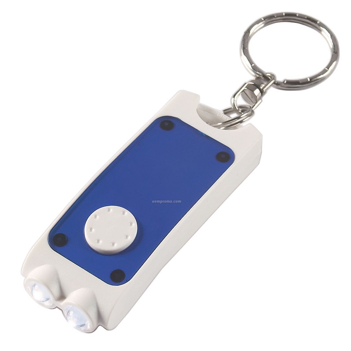 Blue Rectangle Keychain Flashlight W/ 2 White LED