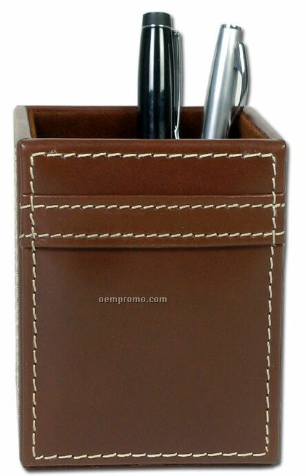 Rustic Brown Rustic Leather Pencil Cup