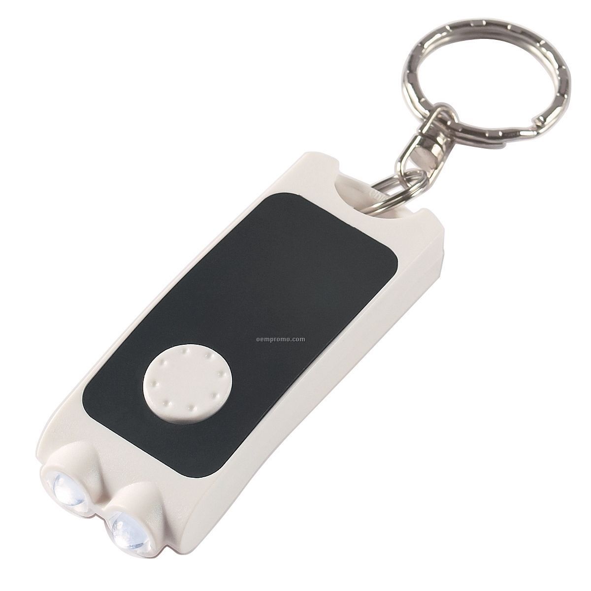 Black Rectangle Keychain Flashlight W/ 2 White LED