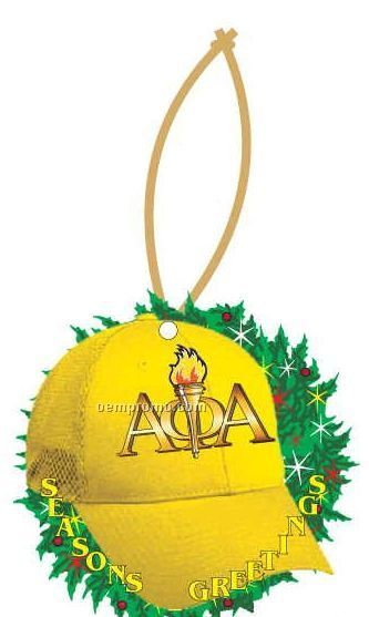 Alpha Phi Alpha Fraternity Hat Wreath Ornament W/ Mirror Back (12 Sq. Inch)