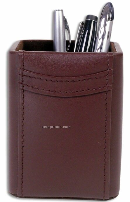 Chocolate Brown Classic Leather Pencil Cup