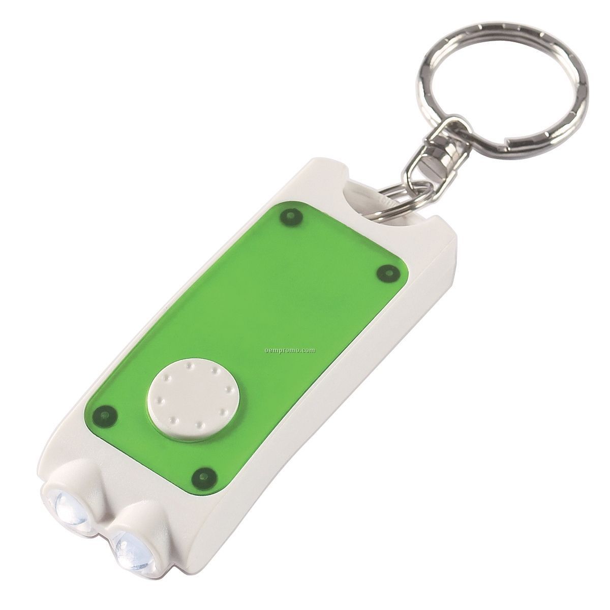 Green Rectangle Keychain Flashlight W/ 2 White LED
