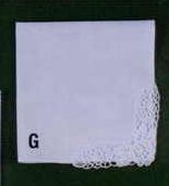 12" Ladies White Swiss Bridal Handkerchief With Butterfly Edge