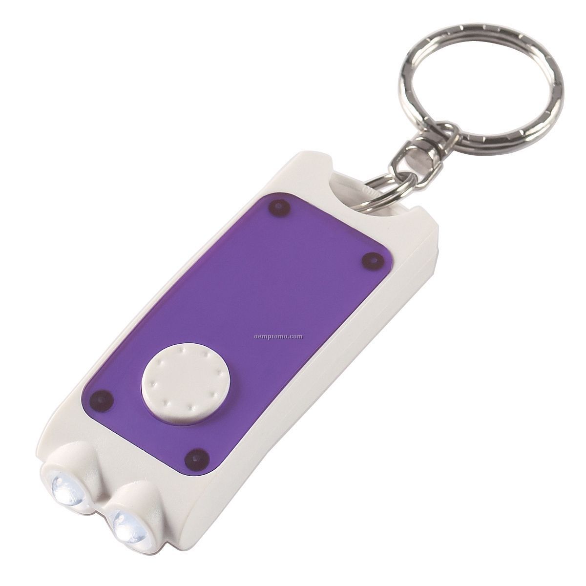 Purple Rectangle Keychain Flashlight W/ 2 White LED