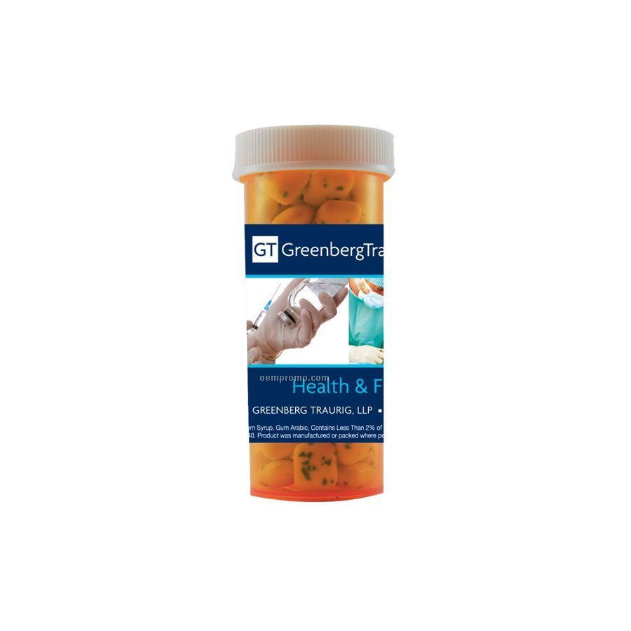 Small Amber Orange Pill Bottle With Sugar Free Gum