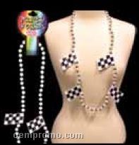 42" Checkered Race Flag Bead Necklace