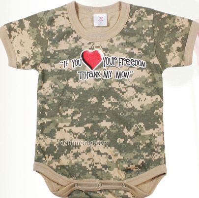Army Digital Camouflage Thank My Mom Infant Romper