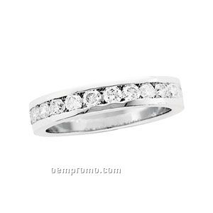 Ladies' 14kw 3/4 Ct. Tw. Diamond Round Band Ring (Size 5-8)