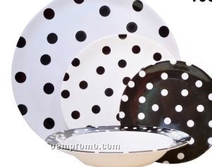 Polka Dot Black White Melamine Plate (10")