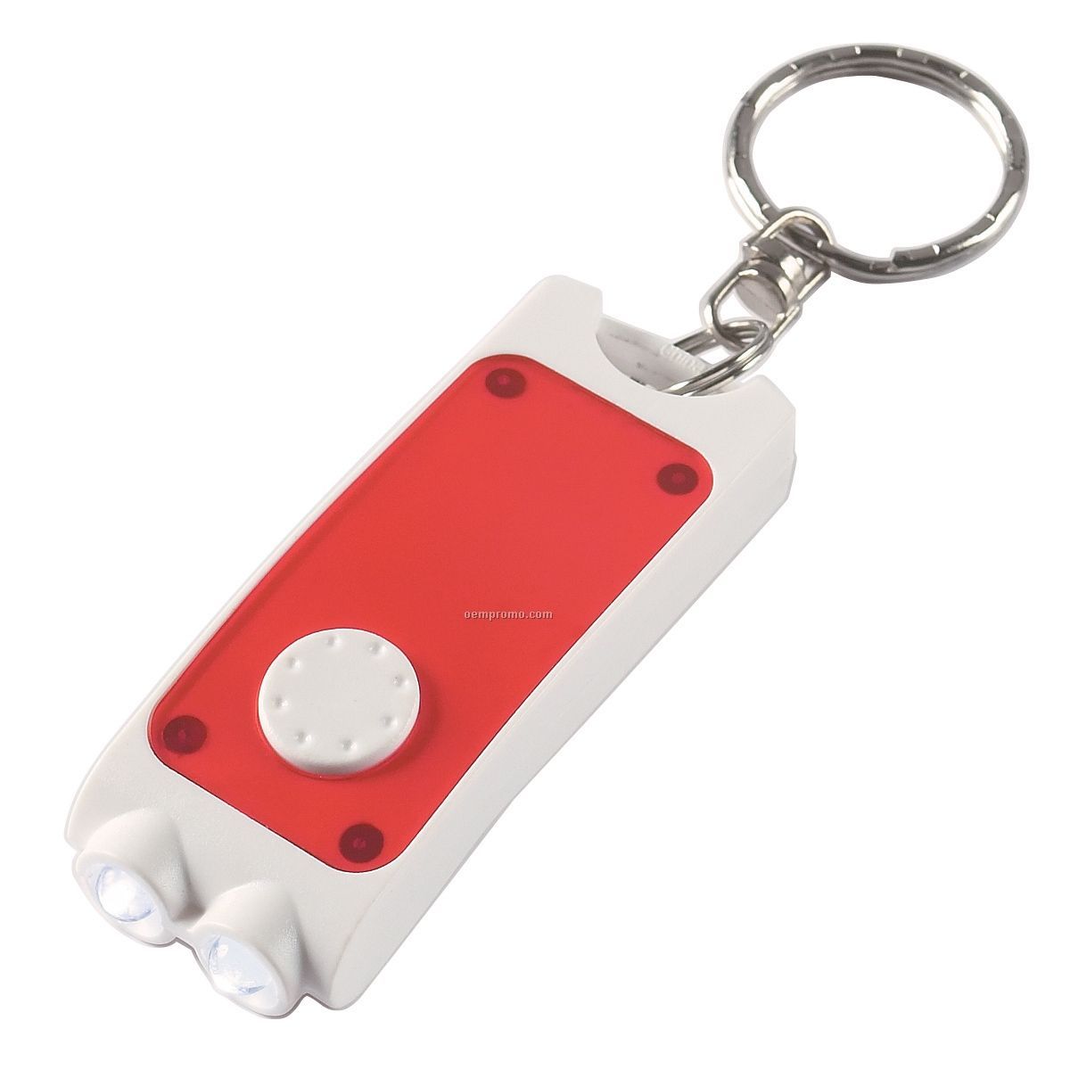 Red Rectangle Keychain Flashlight W/ 2 White LED