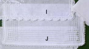 13" Ladies White Linen Handkerchief With 5 Stitched Border And Box Corner