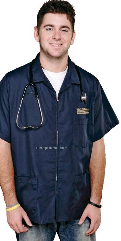 Men's Nightingale Zippered Medical Smock Jacket (30" Long)