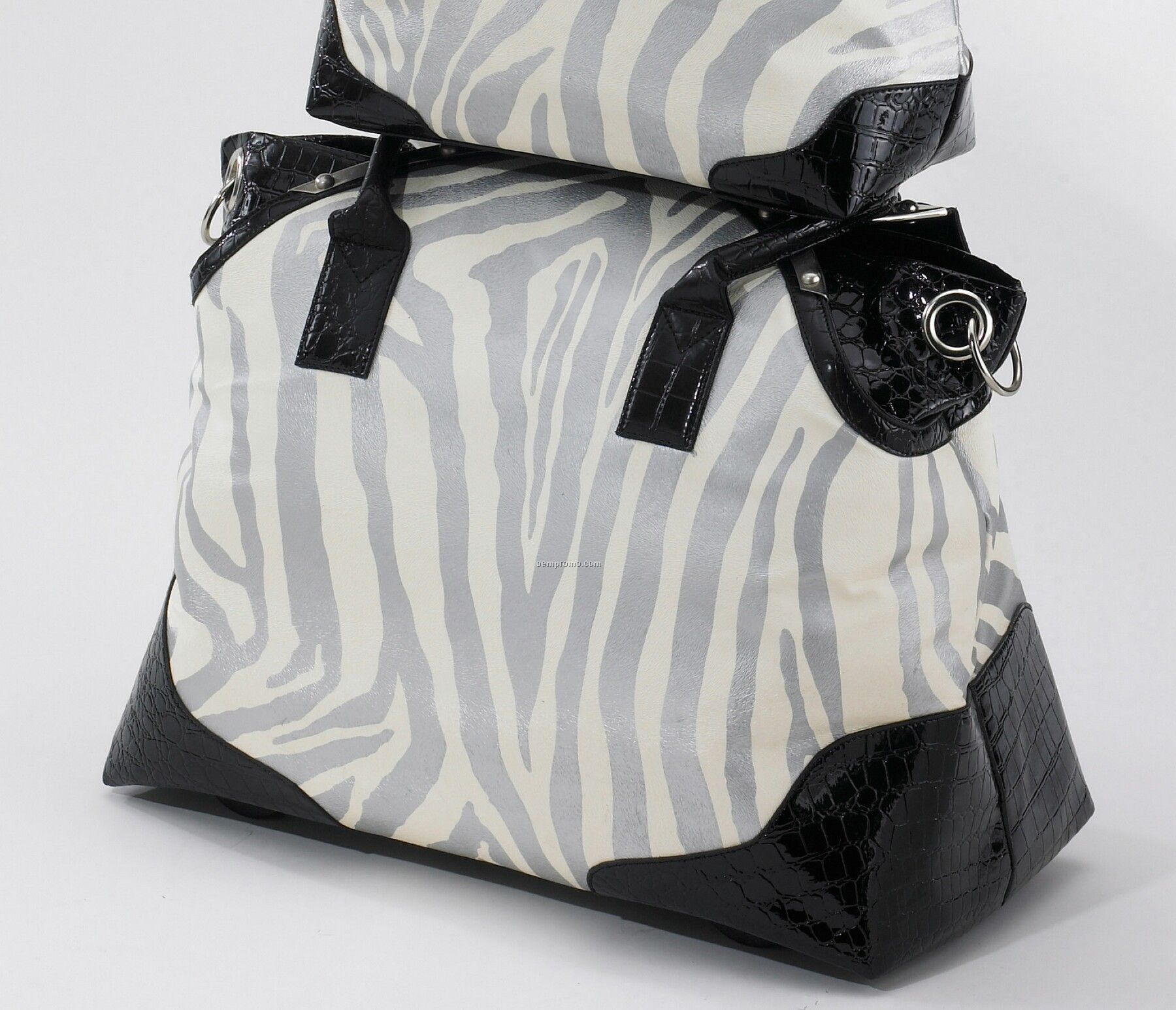 Rolling Tote Bag - Metallic Zebra Pattern
