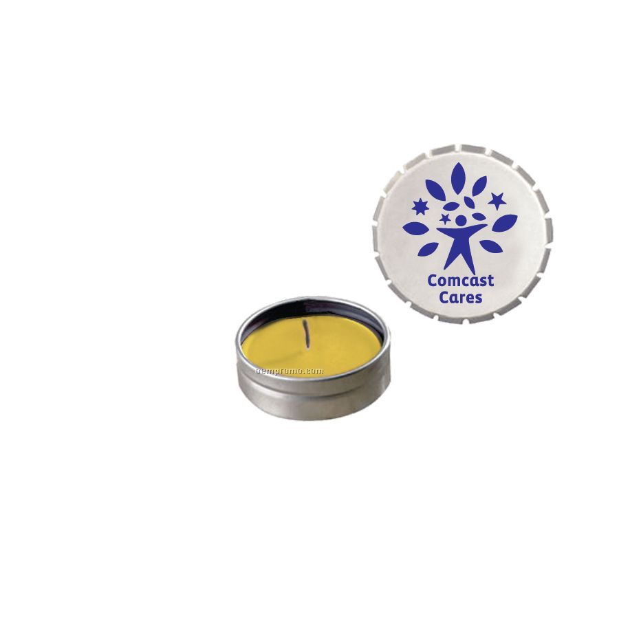 Silver Lemon Chiffon Snap-top Tin Soy Candle