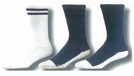 Uniform Crew Socks W/ Optional White Sole & Stripes (10-13 Large)
