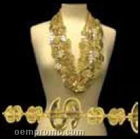 36" Gold Metallic Dollar Sign Bead Necklace