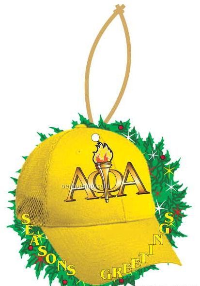 Alpha Phi Alpha Fraternity Hat Wreath Ornament W/ Mirror Back (3 Sq. Inch)