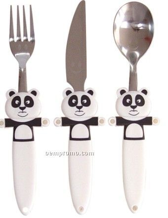 Stainless Fork / Knife & Spoon Set W/Panda Bear Handle