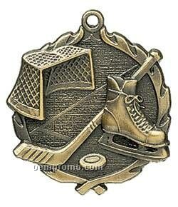 Medal, "Hockey" Wreath - 2-1/2" Dia.