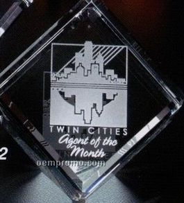 Pristine Gallery Crystal Clipped Cube Award (2 3/8