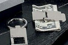 Rectangle Silver Plated Money Clip / Key Ring Set