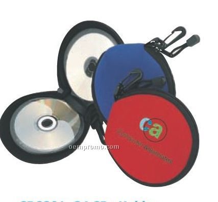 6" Round Neoprene 24 CD Holder With Belt Clip