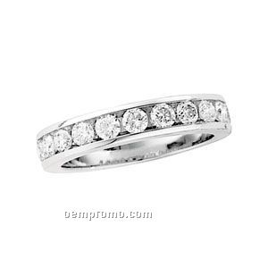 Ladies' 14kw 1 Ct. Tw. Diamond Round Band Ring (Size 5-8)