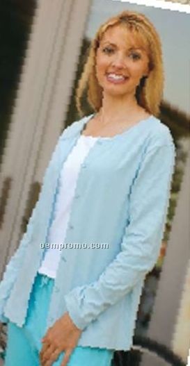 Ladies Long Sleeve Button Down Cardigan (S-xl) Stretch Jersey