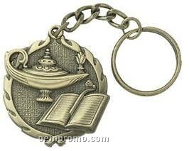 Medal, Lamp Of Knowledge 1-1/4" On Key Chain