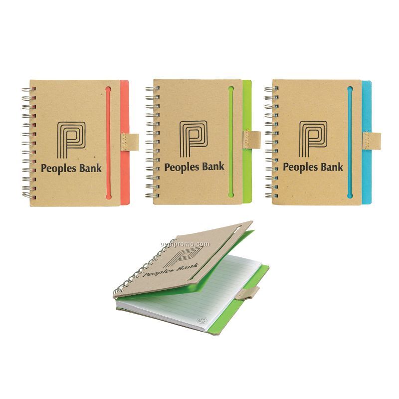 Recycled Spiral Notebook W/Chipboard Cover & Pen Loop