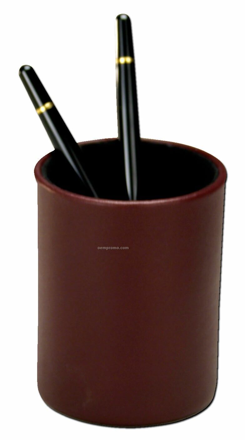 Burgundy Contemporary Leather Round Pencil Cup