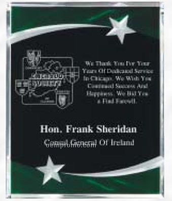 Crystal Edge Acrylic Plaque W/ Green Marble Accent (8"X10")