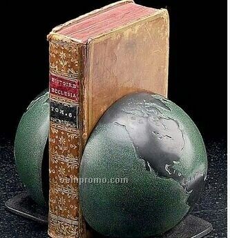 Bronzed Patina Finished Metal Globe Bookend