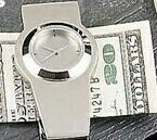 Silver Plated Money Clip W/ Clock