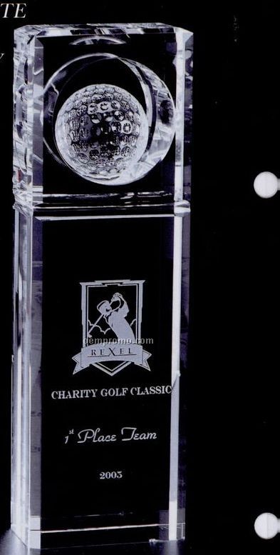 10"X2-3/4"X1-1/2" Absolute Golf Crystal Trophy